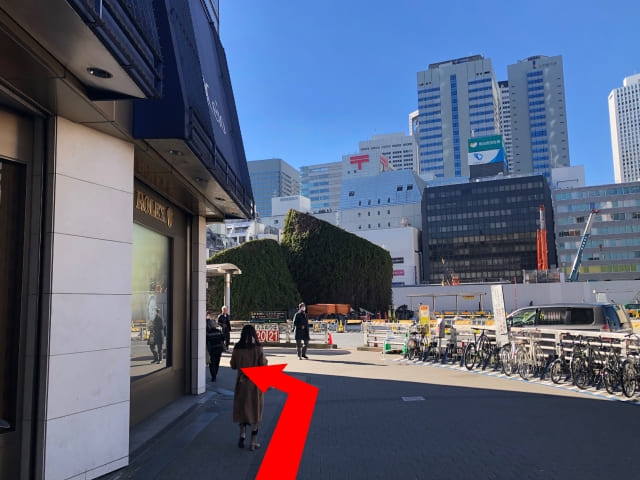 {red}京王百貨店{/red}に沿って進んでください。 