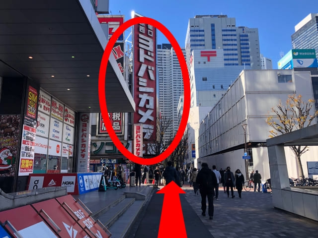 {red}ヨドバシカメラ{/red}を左手にそのまま進んでください。