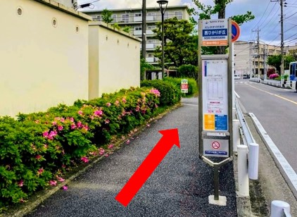 下車したら右手に進む