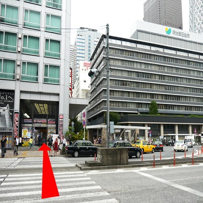 横断歩道を渡り、{red}道なりに直進{/red}してください。