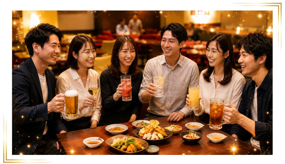 飲み会している男女