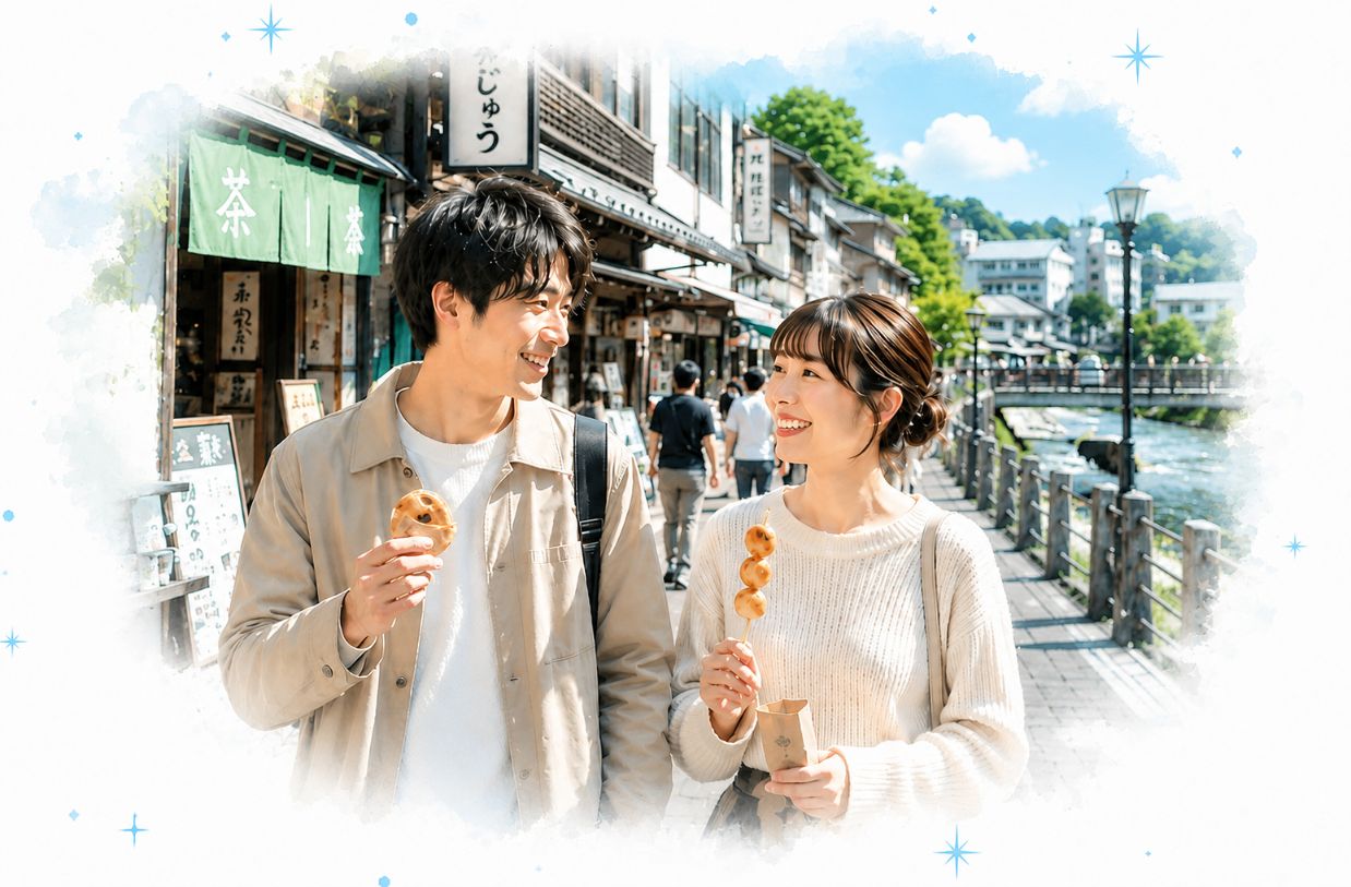 男女食べ歩き