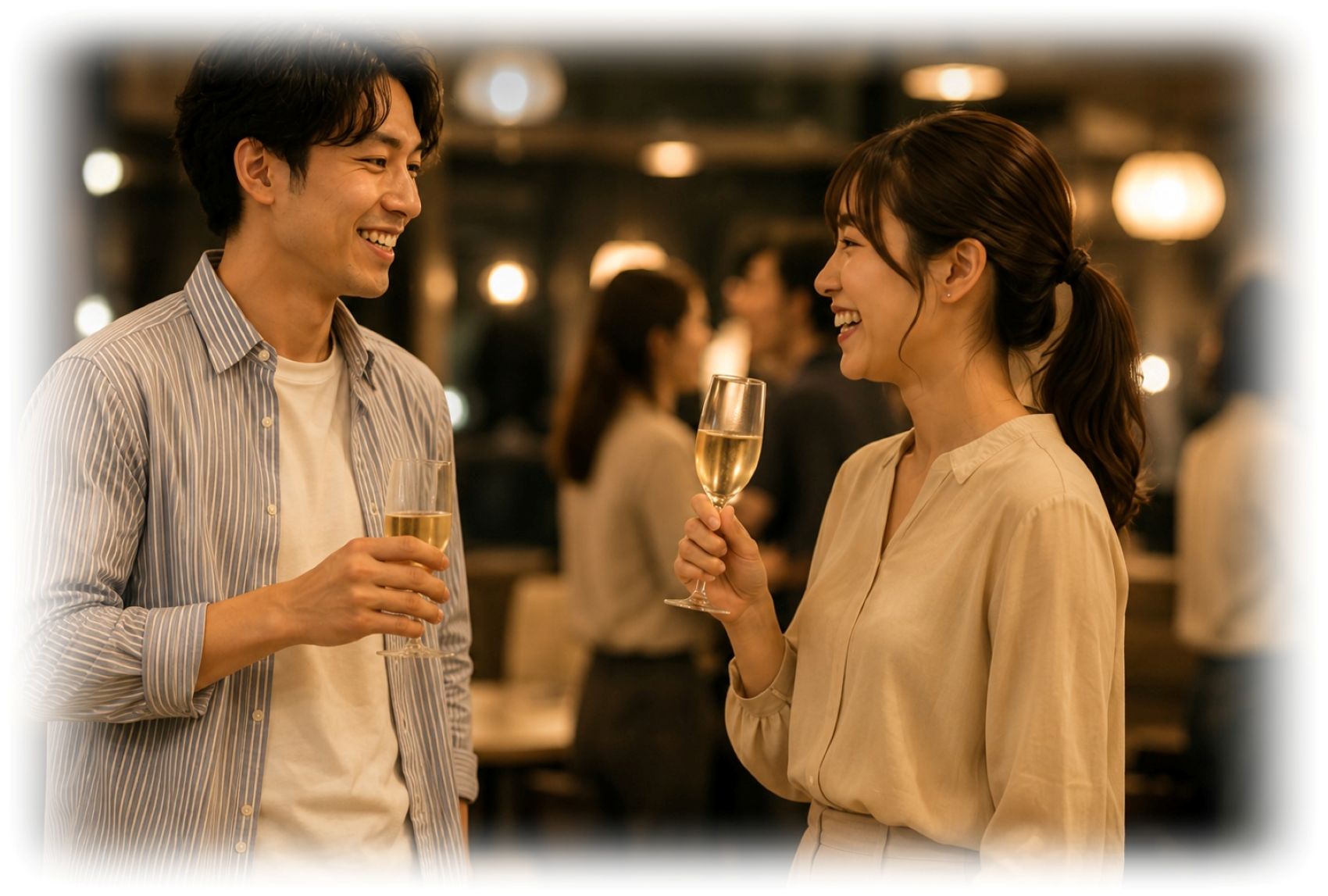 立ちながら話している男女