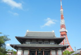 美しい増上寺と東京タワー