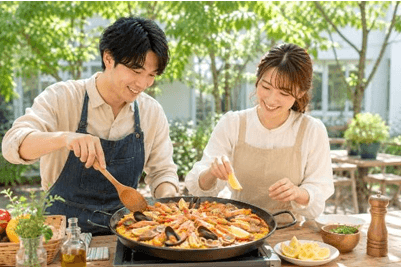 パエリアづくり