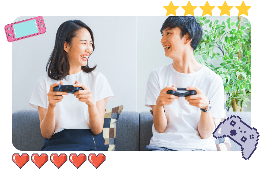 ゲームを楽しむカップル