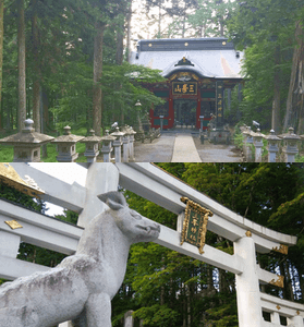 随身門と三つ鳥居