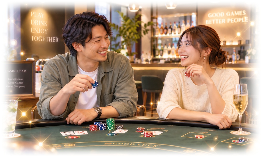 ゲームを楽しんでいる男女