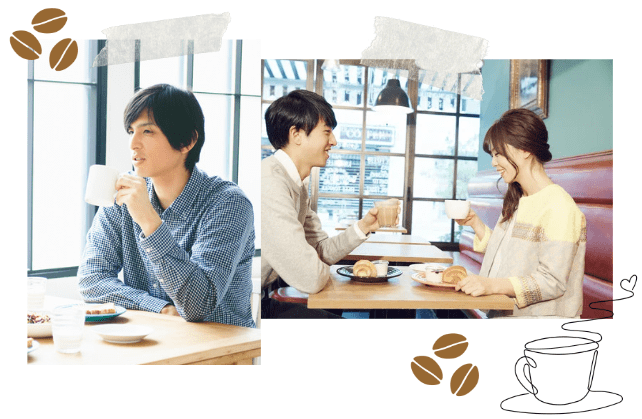 カフェデートするカップル