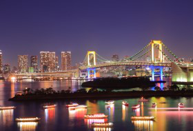 お台場の綺麗な夜景を見る