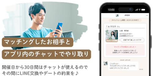 マッチングしたお相手とアプリ内のチャットでやり取り