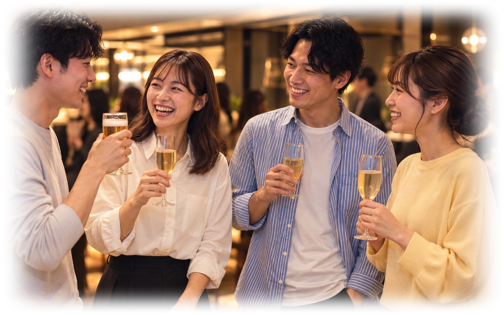 談笑している男女