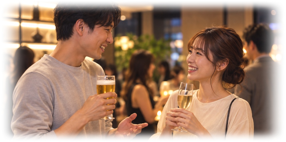 談笑している男女