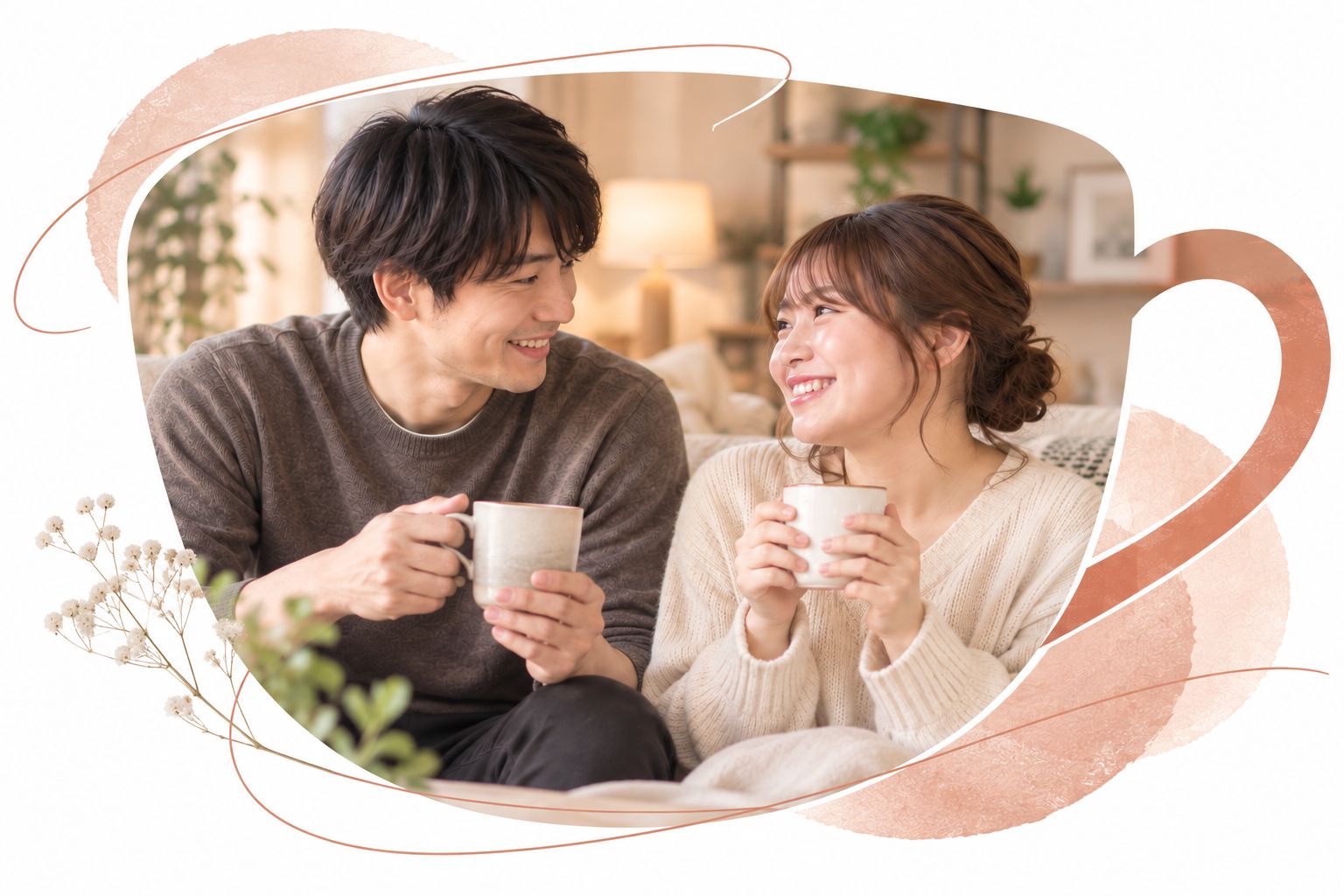 マグカップを持っているカップル