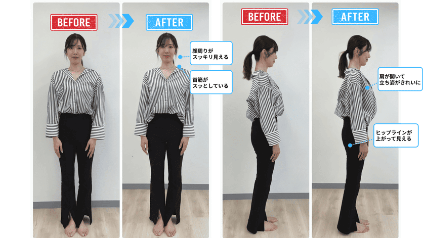 タスキストレッチをしたビフォーアフター
