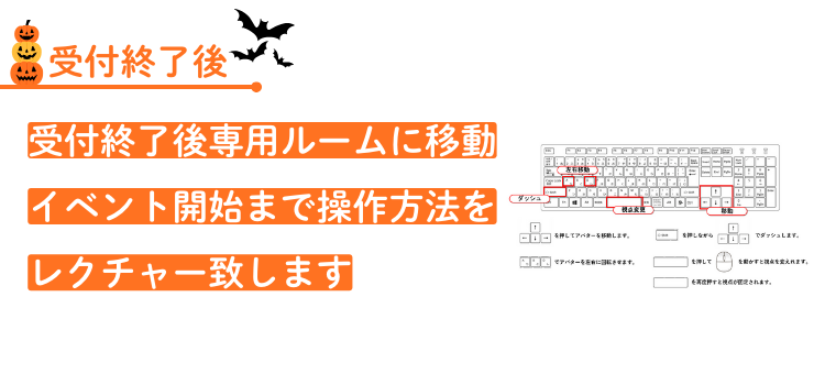 受付終了後、スタッフが操作方法をレクチャー