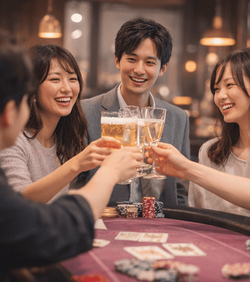 グループトークをしている男女の画像